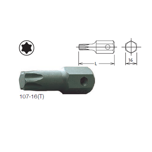 SKI - สกี จำหน่ายสินค้าหลากหลาย และคุณภาพดี | KOKEN 107-16(T) ดอกไขควงตอกท๊อกซ์ T60 แกน 16mm.